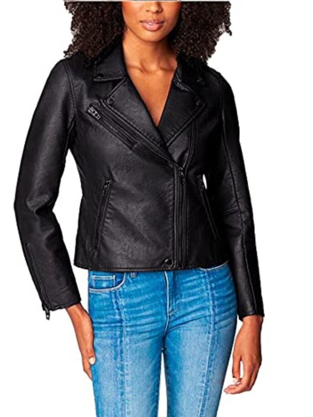 🆕 womens Vegan Leather Moto Jacket
